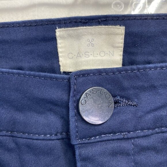 C.A.S.L.O.N Mid-Rise Straight Leg Stretch Chino Pants Women 4 Navy Side Pockets - Picture 9 of 16